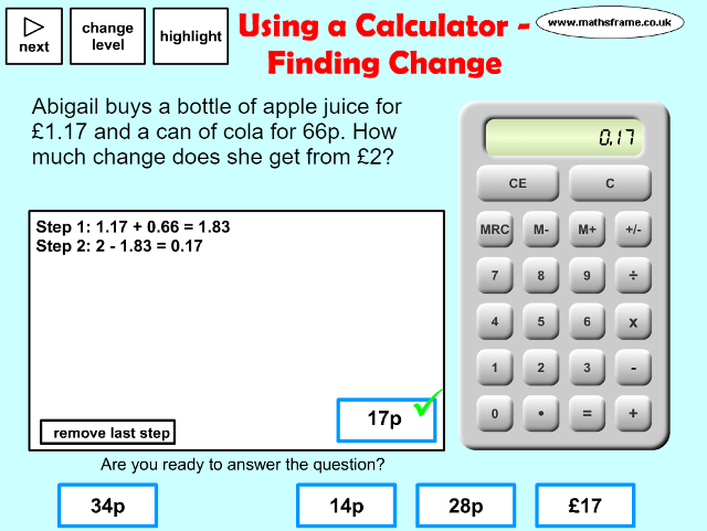 using-a-calculator--finding-change